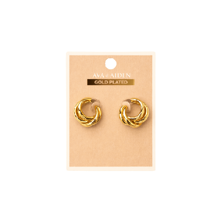 Aretes Nudo Dorado Escultural - Imagen principal